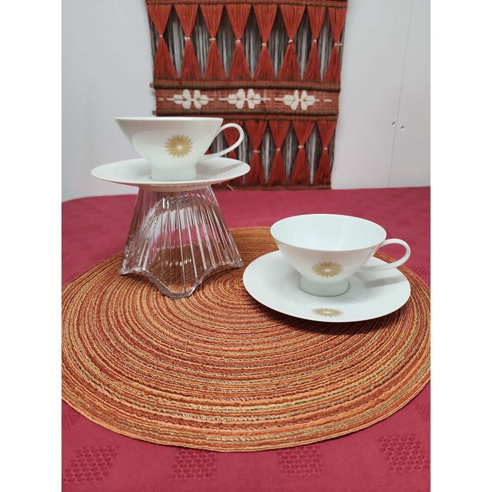 MCM Rosenthal Continental "Star Of Dawn" Footed Cup&Saucer Set Of 2 Atomic EUC